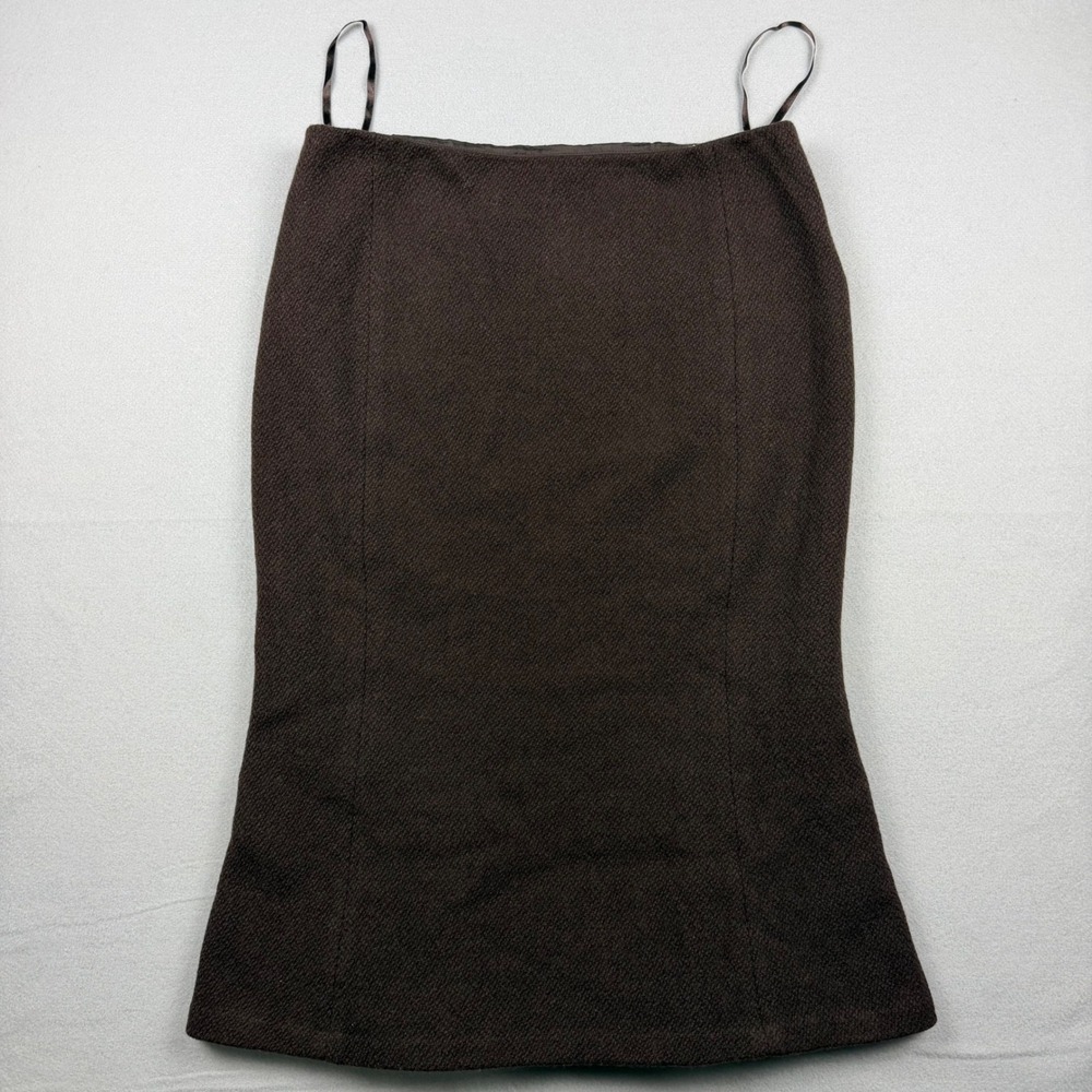 Lauren Ralph Lauren Womens 12 Brown Wool Blend Tweed Mermaid Trumpet Midi Skirt‎